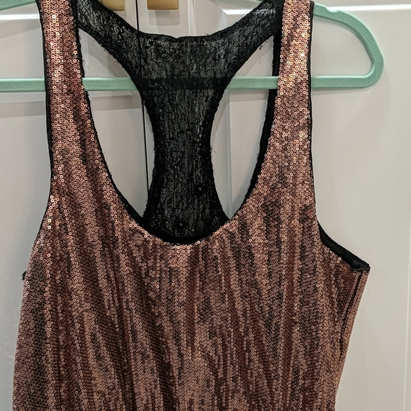 Rose Gold Sequin Mini Dress - Picture 3 of 5